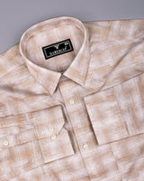 Wuhan Cream White Printed Formal Cotton Shirt