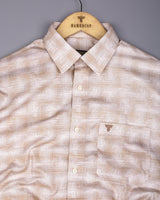 Wuhan Cream White Printed Formal Cotton Shirt