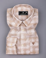 Wuhan Cream White Printed Formal Cotton Shirt