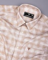 Wuhan Cream White Printed Formal Cotton Shirt