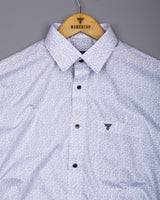 Gray Leaf Printed White Cotton Shirt