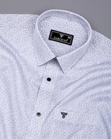 Gray Leaf Printed White Cotton Shirt