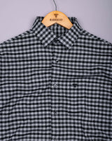 Black With Gray Plaid Flannel Brushed Check Cotton Shirt