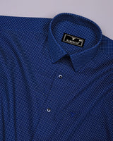 Cristos Blue With White Printed Formal Cotton Shirt