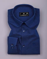 Cristos Blue With White Printed Formal Cotton Shirt