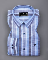 Brunoy Blue Dobby Stripe Cotton Shirt