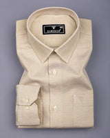 Cream Foho With White Dobby Textured Giza Shirt
