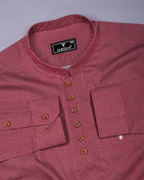 Ozgon Maroon With Gray Printed Cotton Shirt Style Kurta