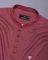 Ozgon Maroon With Gray Printed Cotton Shirt Style Kurta