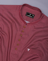 Ozgon Maroon With Gray Printed Cotton Shirt Style Kurta