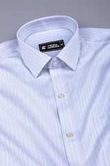 White with light blue classic stripe cotton shirt