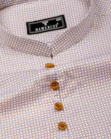 Coconut Butter Cream With White Check Shirt Style Kurta