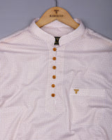 Coconut Butter Cream With White Check Shirt Style Kurta