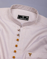 Coconut Butter Cream With White Check Shirt Style Kurta