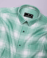 Mongar Green With White Dobby Check Cotton Shirt