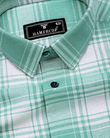 Mongar Green With White Dobby Check Cotton Shirt