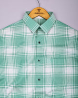 Mongar Green With White Dobby Check Cotton Shirt