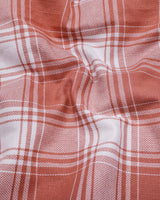 Mongar Peach With White Dobby Check Cotton Shirt