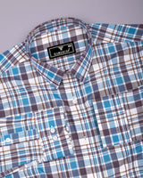 Monar Blue Multicolor Check Linen Cotton Formal Shirt
