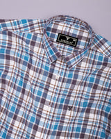 Monar Blue Multicolor Check Linen Cotton Formal Shirt