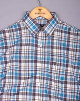 Monar Blue Multicolor Check Linen Cotton Formal Shirt