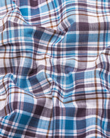 Monar Blue Multicolor Check Linen Cotton Formal Shirt