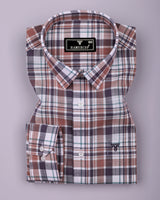 Monar Brown Multicolor Check Linen Cotton Formal Shirt