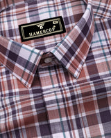 Monar Brown Multicolor Check Linen Cotton Formal Shirt