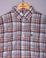Monar Brown Multicolor Check Linen Cotton Formal Shirt
