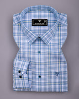 Velis Blue With White Check Linen Cotton Formal Shirt