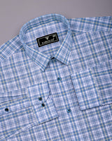 Velis Blue With White Check Linen Cotton Formal Shirt