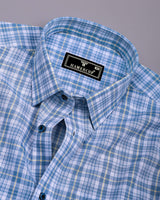 Velis Blue With White Check Linen Cotton Formal Shirt