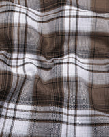 Drizzle Brown With White Check Dobby Cotton Shirt