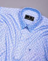 Maxican Blue Jacquard Textured Designer Cotton Shirt