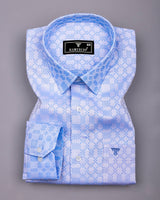 Maxican Blue Jacquard Textured Designer Cotton Shirt