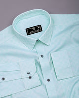 Maxican Mint Green Jacquard Textured Cotton Shirt