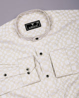 Maxican Cream Jacquard Textured Cotton Shirt