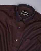 Bela Choco Brown Jacquard Textured Cotton Shirt