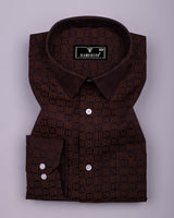 Coco Brown With Black Jacquard Cotton Shirt