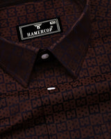 Coco Brown With Black Jacquard Cotton Shirt