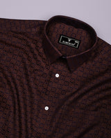 Coco Brown With Black Jacquard Cotton Shirt