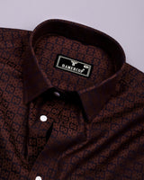Coco Brown With Black Jacquard Cotton Shirt