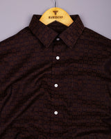 Coco Brown With Black Jacquard Cotton Shirt