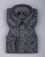 Thor Gray With Black Jacquard Textured Cotton Shirt