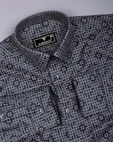 Thor Gray With Black Jacquard Textured Cotton Shirt