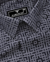 Thor Gray With Black Jacquard Textured Cotton Shirt