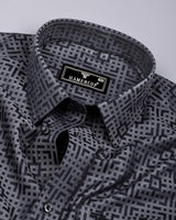 Thor Gray With Black Jacquard Textured Cotton Shirt