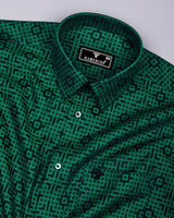 Thor Green With Black Jacquard Textured Cotton Shirt
