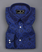 Thor Blue With Black Jacquard Textured Cotton Shirt