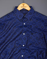 Thor Blue With Black Jacquard Textured Cotton Shirt